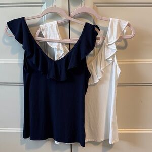 Lilly Pulitzer Navy and White Alyssa Ruffled sleeveless tank top